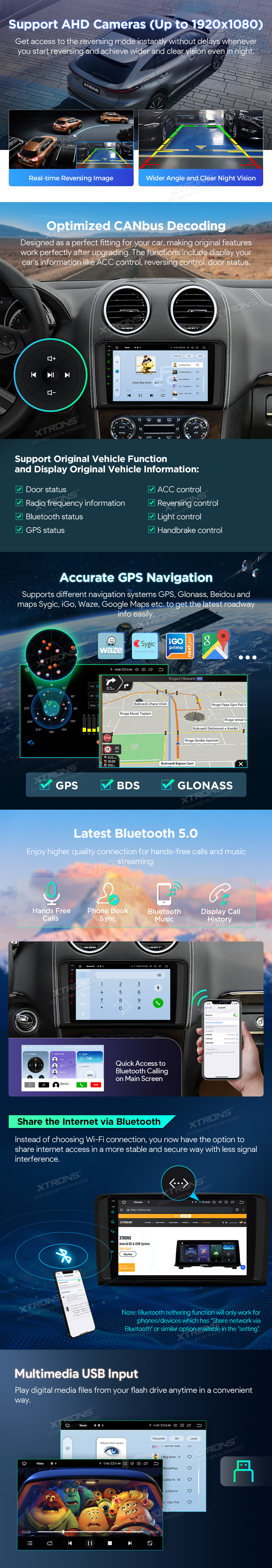 Mercedes-Benz ML W164 and GL X164 9″ Android Head Unit with Wireless CarPlay, 4G and HDMI Output | IQP94M164P: XTRONS specification poster 5 of 6