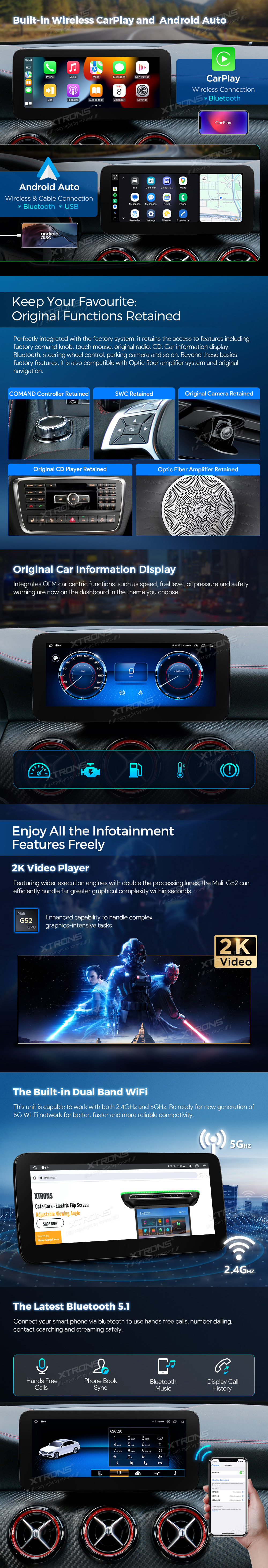 Mercedes-Benz B-Class W246 10.25 inch Android Screen with Wireless CarPlay, Android Auto and 4G | QAMS1445M12BR: XTRONS specification poster 4 of 11