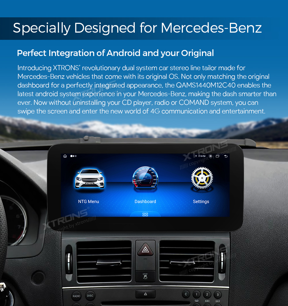 Mercedes CLS W218 C218 NTG 4.0 10.25 inch Android Screen with Wireless CarPlay, Android Auto and 4G | QAMS1440M12CLS: XTRONS specification poster 2 of 9