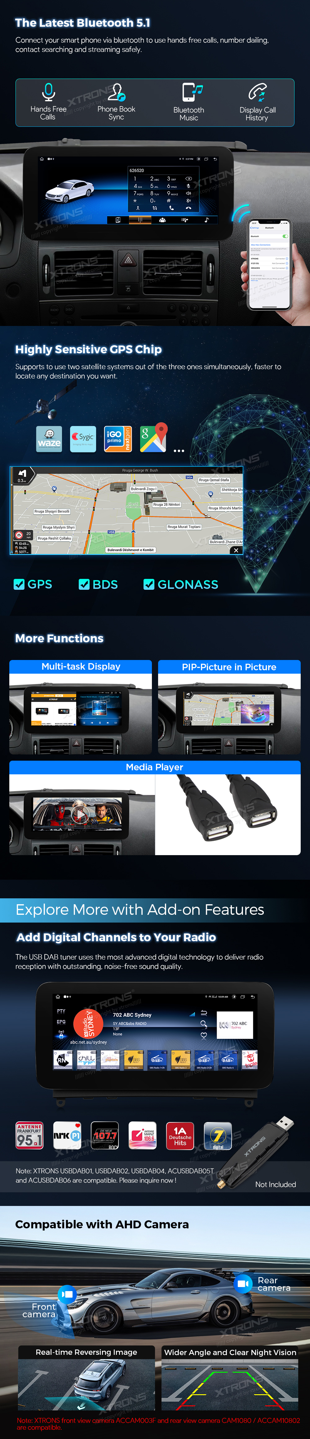 Mercedes CLS W218 C218 NTG 4.0 10.25 inch Android Screen with Wireless CarPlay, Android Auto and 4G | QAMS1440M12CLS: XTRONS specification poster 5 of 9