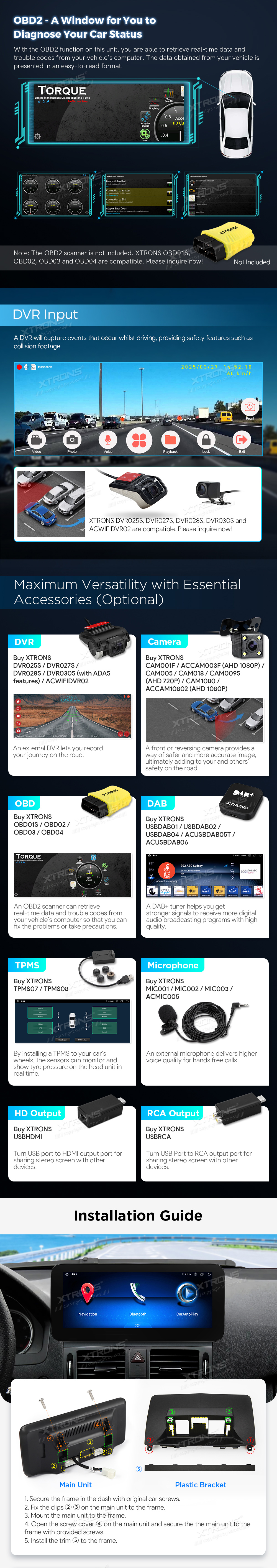 Mercedes CLS W218 C218 NTG 4.0 10.25 inch Android Screen with Wireless CarPlay, Android Auto and 4G | QAMS1440M12CLS: XTRONS specification poster 6 of 9