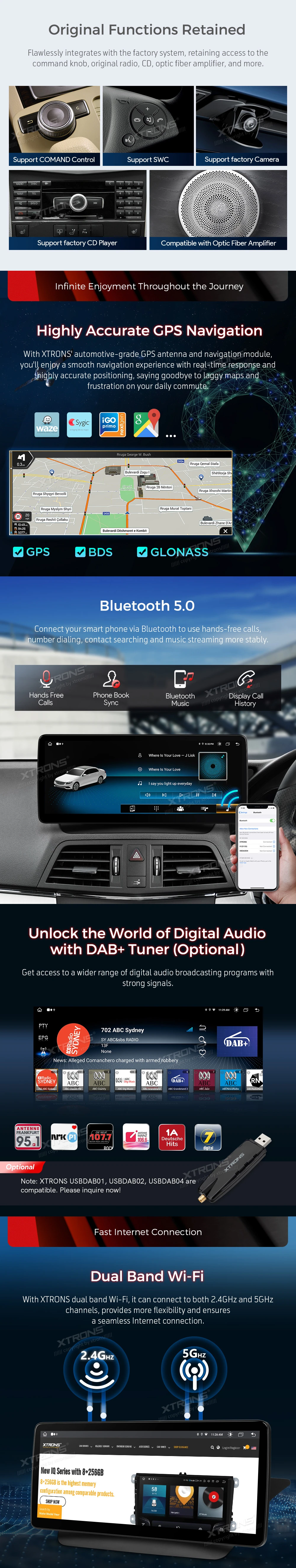 Mercedes E-Class 12.3 inch Android Screen with Wireless CarPlay, Android Auto and 4G | QLM2240M12ECR: XTRONS specification poster 4 of 6