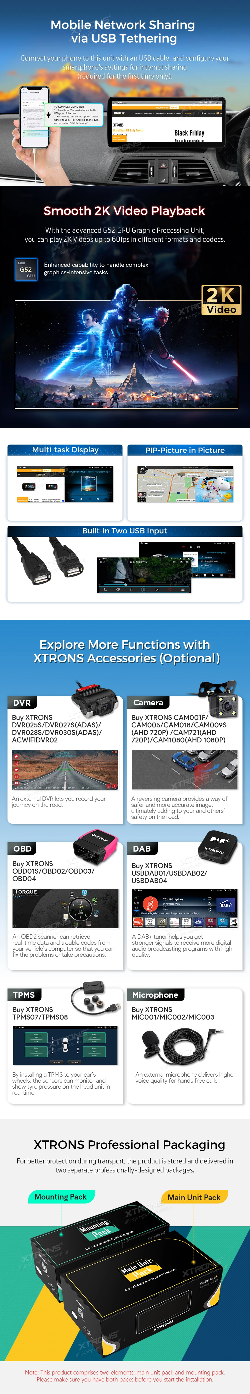 Mercedes E-Class 12.3 inch Android Screen with Wireless CarPlay, Android Auto and 4G | QLM2240M12ECR: XTRONS specification poster 5 of 6