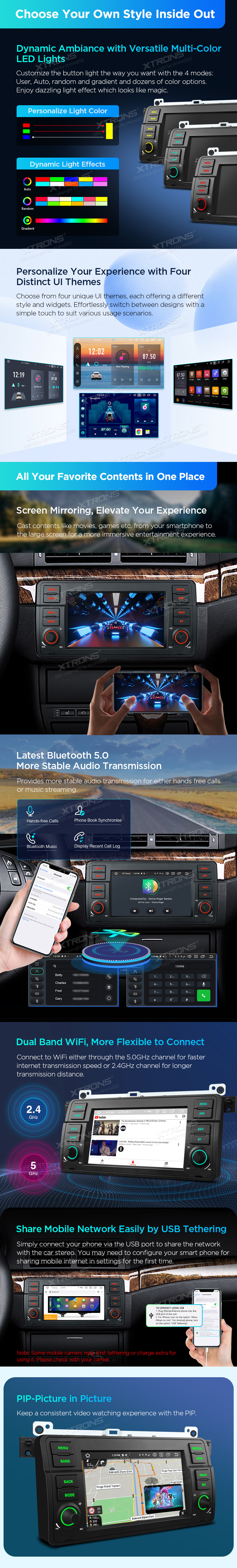 BMW E46, Rover 75 and MG ZT 7 inch Android 14 Head Unit with Wireless CarPlay, Android Auto and 4G | PX7446BL: XTRONS specification poster 4 of 6