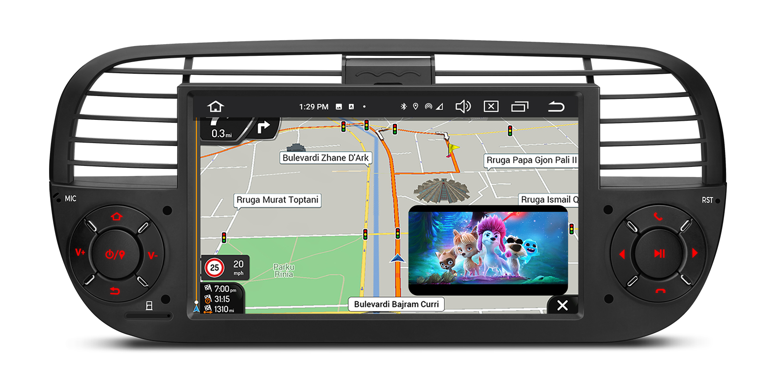 Fiat 500 7 inch Android Head Unit with Wireless CarPlay, Android Auto, 4G and AKM DSP | PX7450FBLGS, image 3 of 14