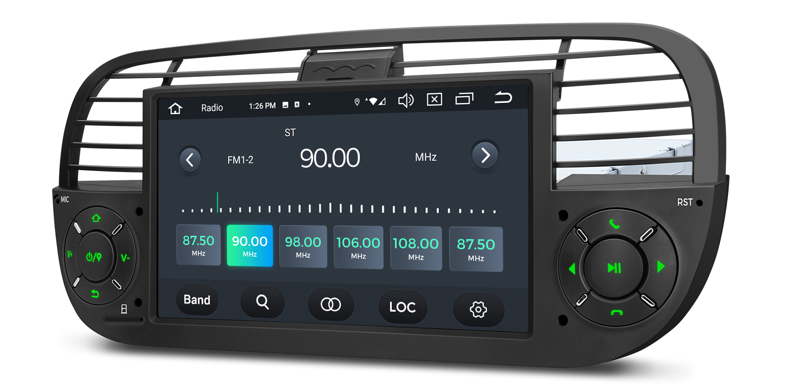 Fiat 500 7 inch Android Head Unit with Wireless CarPlay, Android Auto, 4G and AKM DSP | PX7450FBLGS, image 7 of 14