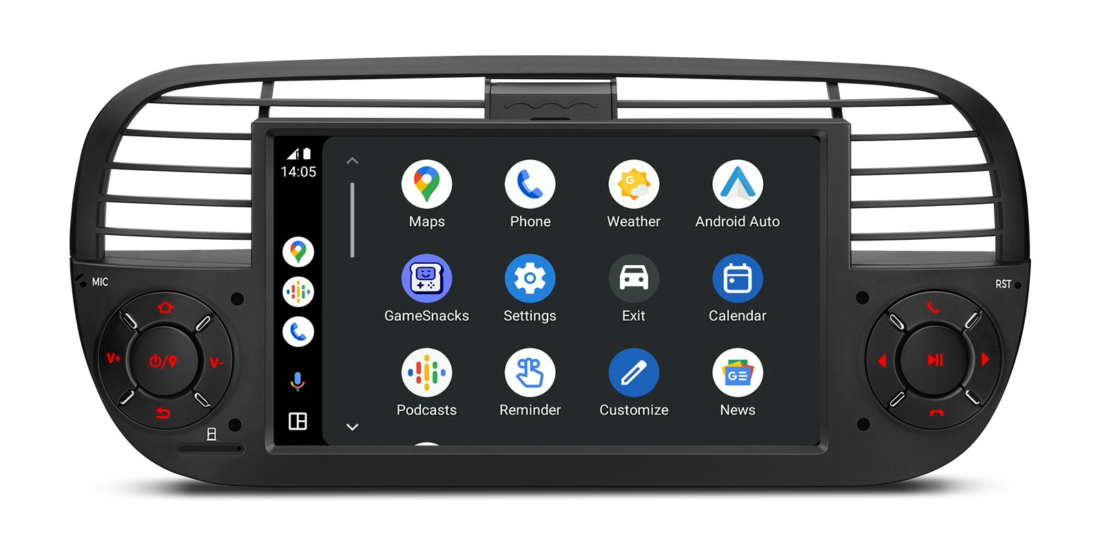 Fiat 500 7 inch Android Head Unit with Wireless CarPlay, Android Auto, 4G and AKM DSP | PX7450FBLGS, image 9 of 14