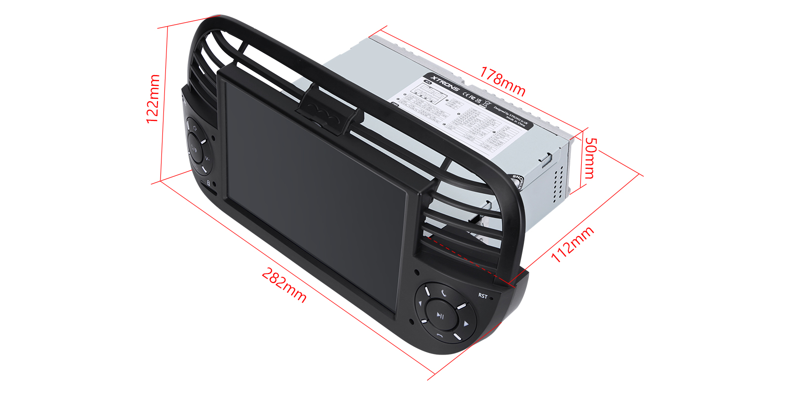 Fiat 500 7 inch Android Head Unit with Wireless CarPlay, Android Auto, 4G and AKM DSP | PX7450FBLGS, image 11 of 14