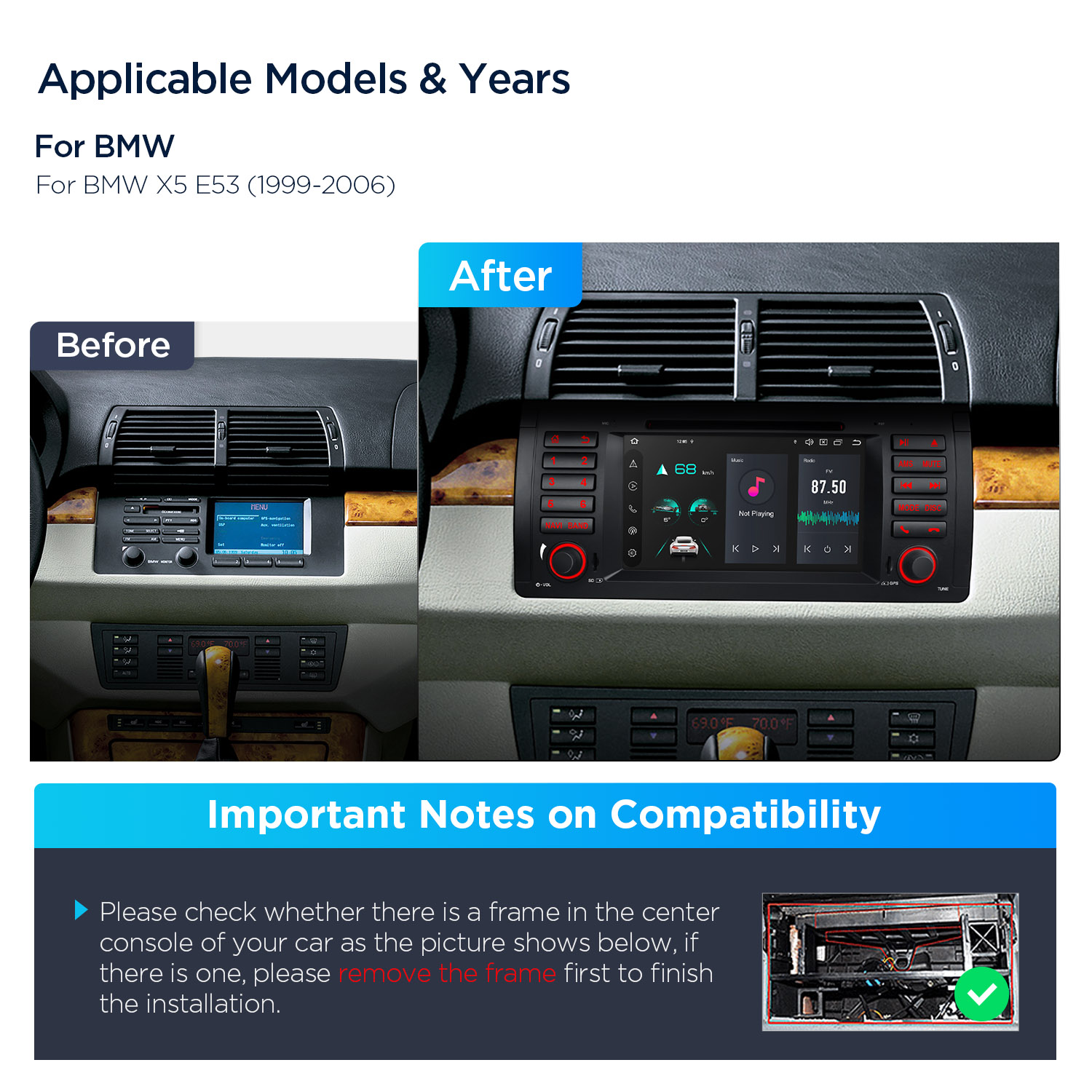 BMW X5 E53 7 inch Android Car Stereo with Wireless CarPlay, Android Auto and 4G | PX7453BGS, image 15 of 15