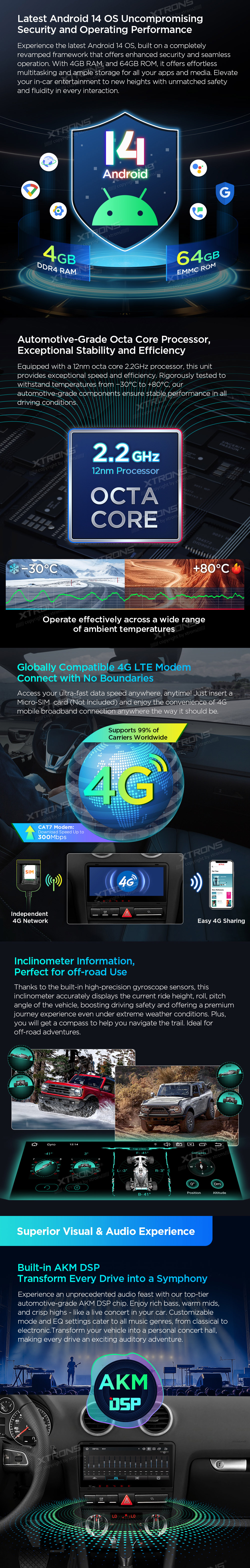 Audi A3 8P, S3 and RS3 8.8″ Android Head Unit with Wireless CarPlay, Android Auto and 4G | PX84AA3LHGS: XTRONS specification poster 2 of 6