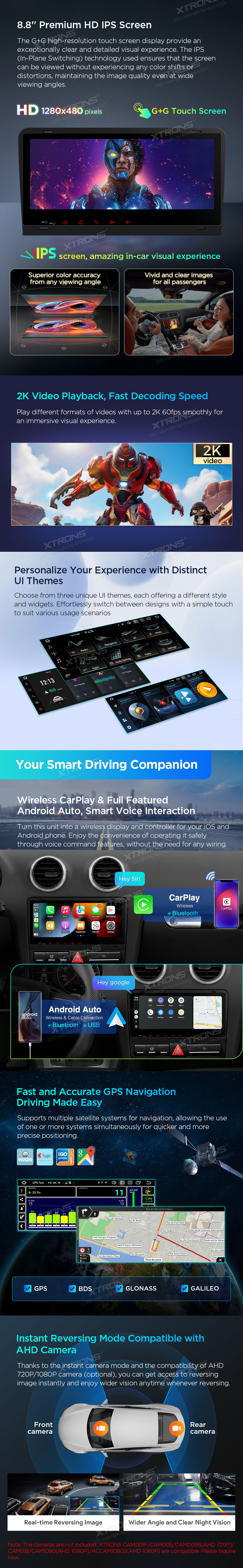 Audi A3 8P, S3 and RS3 8.8″ Android Head Unit with Wireless CarPlay, Android Auto and 4G | PX84AA3LHGS: XTRONS specification poster 3 of 6