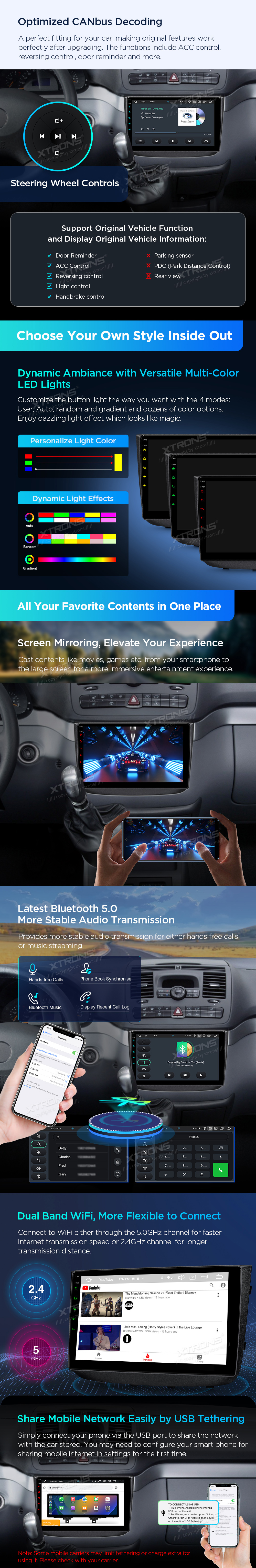 Mercedes-Benz Viano Vito W639 10.1 inch Android Head Unit with Built-in DAB+, Wireless CarPlay and 4G | PXP14M639GDAB: XTRONS specification poster 4 of 6