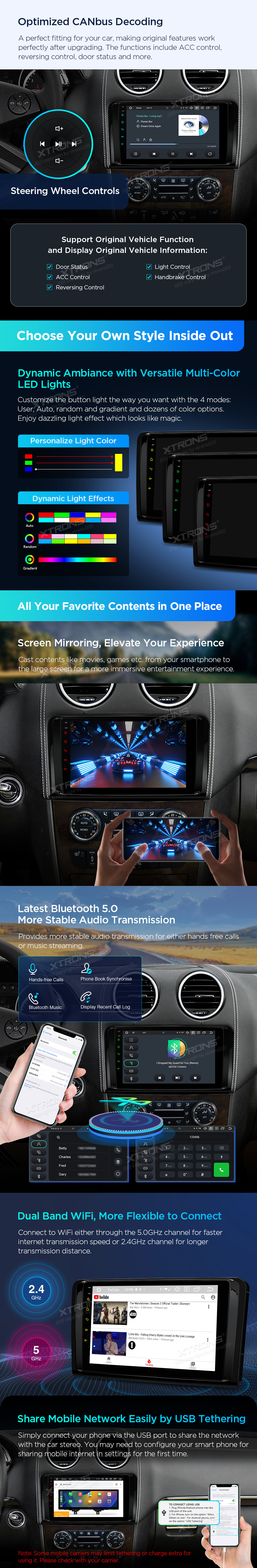 Mercedes-Benz ML W164 and GL X164 9 inch Android Head Unit with Wireless CarPlay, DAB+ and 4G | PXP94M164GDAB: XTRONS specification poster 4 of 6