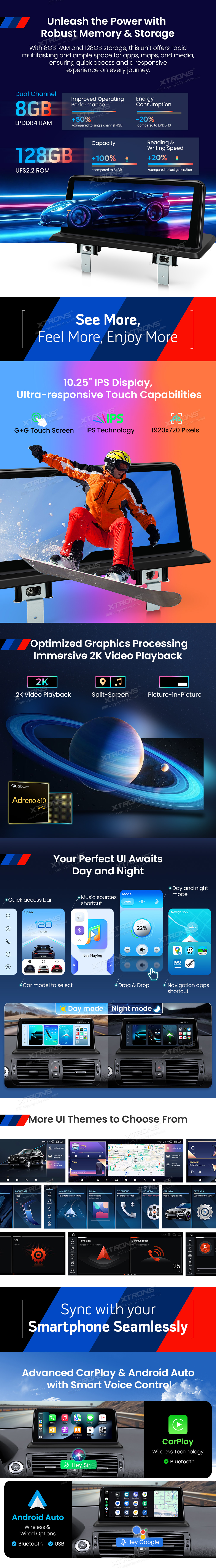 BMW 1 Series E81 E82 E87 E88 10.25 inch Android Screen with Wireless CarPlay, Android Auto and 4G | QBBH1487UNL: XTRONS specification poster 2 of 4