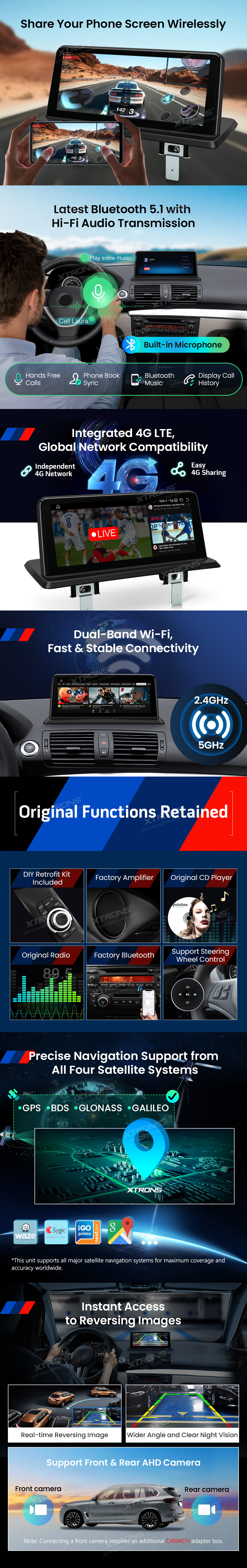 BMW 1 Series E81 E82 E87 E88 10.25 inch Android Screen with Wireless CarPlay, Android Auto and 4G | QBBH1487UNL: XTRONS specification poster 3 of 4