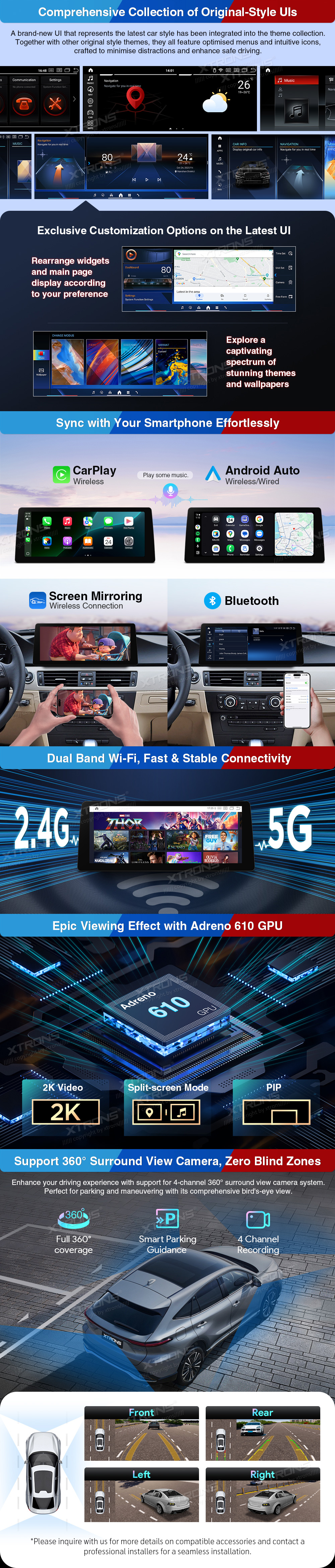 BMW 3 Series E90 E91 E92 E93 CIC 12.3 inch Android Screen with Wireless CarPlay, Android Auto and 4G | QGB24CIB12E92: XTRONS specification poster 4 of 6