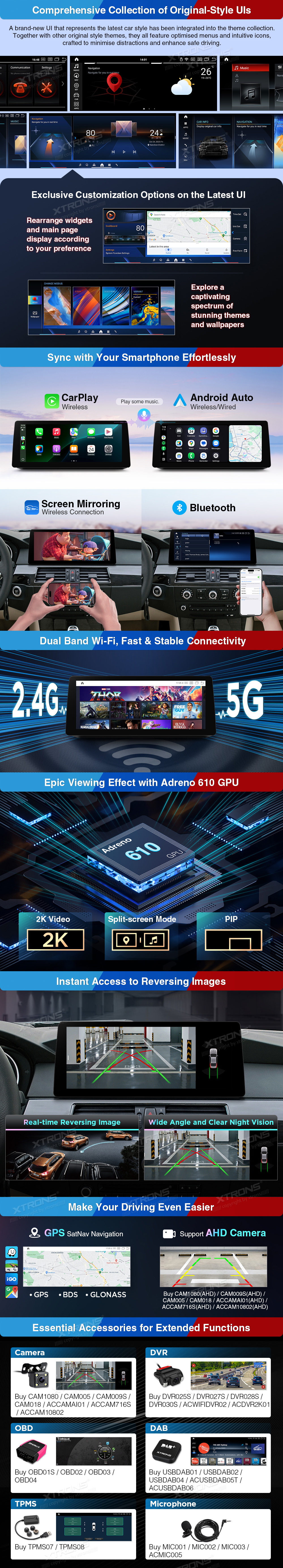 BMW 7 Series F01 F02 NBT 12.3 inch Android Screen with Wireless CarPlay, Android Auto and 4G | QGB24NB12SV: XTRONS specification poster 8 of 9