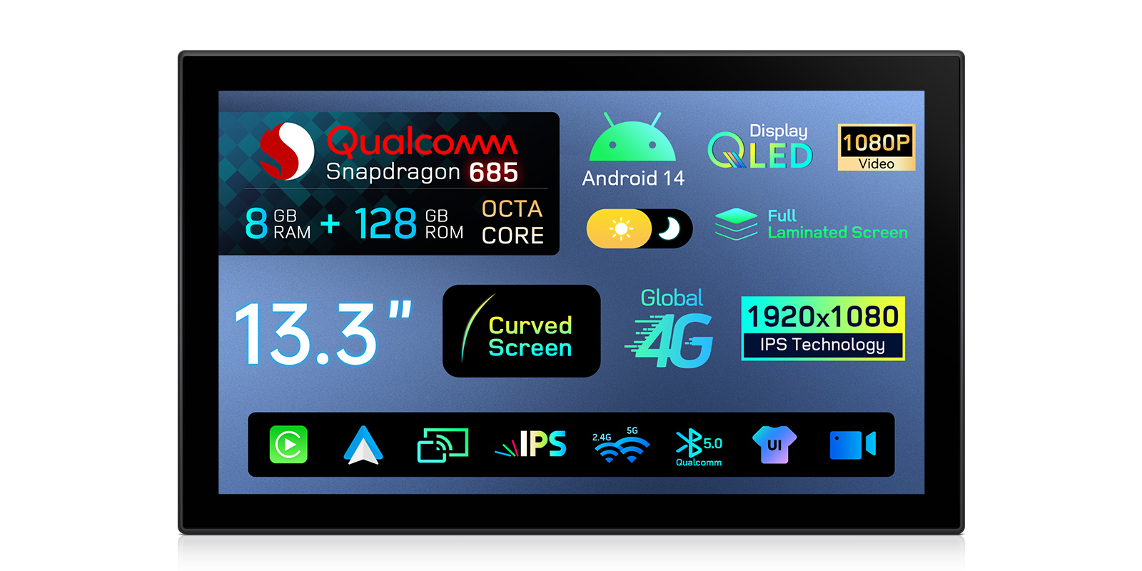 Range Rover L405 and Sport L494 13.3 inch Curved Android Screen with Wireless CarPlay and 4G | QIRH33RRV, image 11 of 13