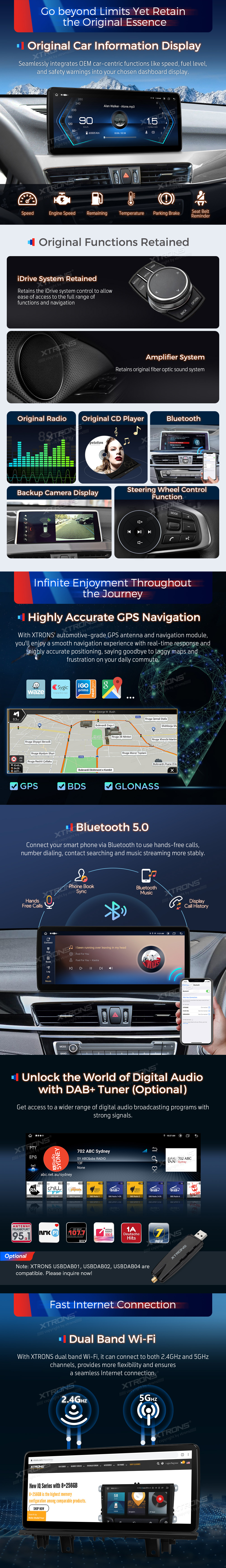 BMW X1 F48 EVO 12.3 inch Android Head Unit with Wireless CarPlay, Android Auto and 4G | QLB22EVB12X1N: XTRONS specification poster 4 of 6
