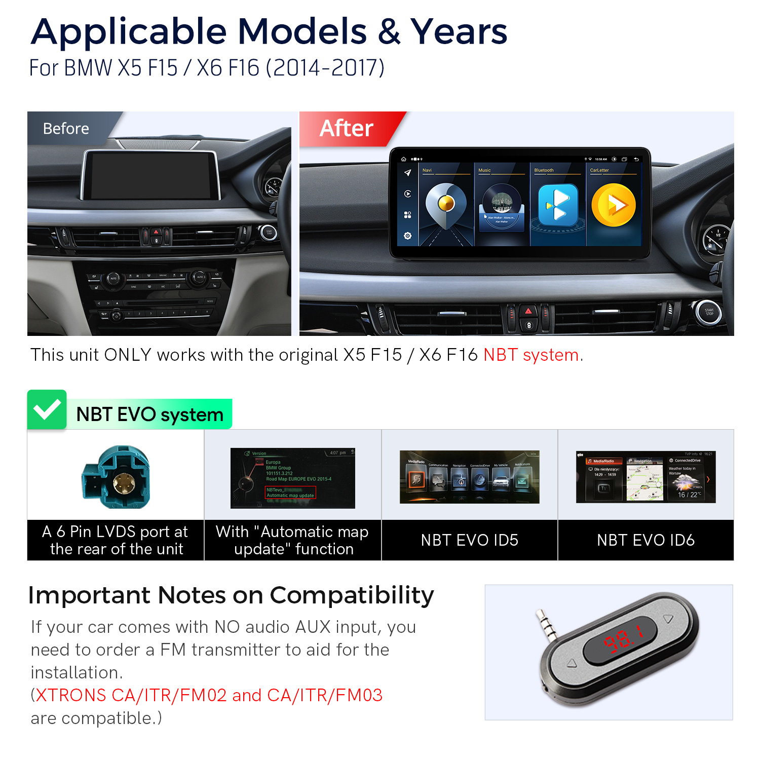 BMW X5 F15 / X6 F16 NBT EVO 12.3 inch Android Head Unit with Wireless CarPlay and 4G | QLB22EVB12X5N, image 15 of 15