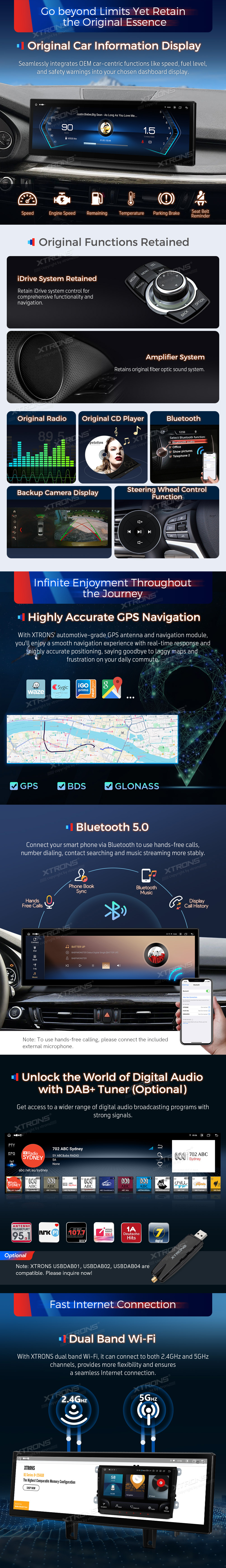 BMW X5 F15 and X6 F16 NBT 14.9 inch Android Screen with Wireless CarPlay, Android Auto and 4G | QLB42X5NB: XTRONS specification poster 4 of 6