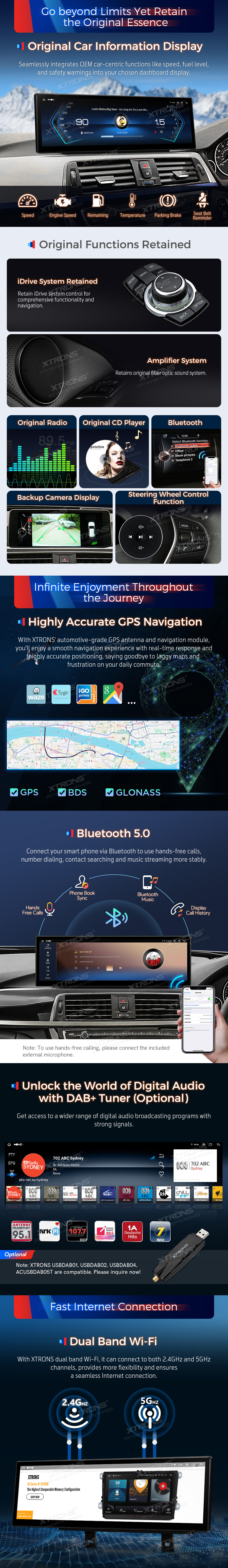 BMW 3 and 4 Series 14.9 Inch Android Head Unit with Wireless CarPlay and Android Auto | QLBH44THNBR3: XTRONS specification poster 4 of 6