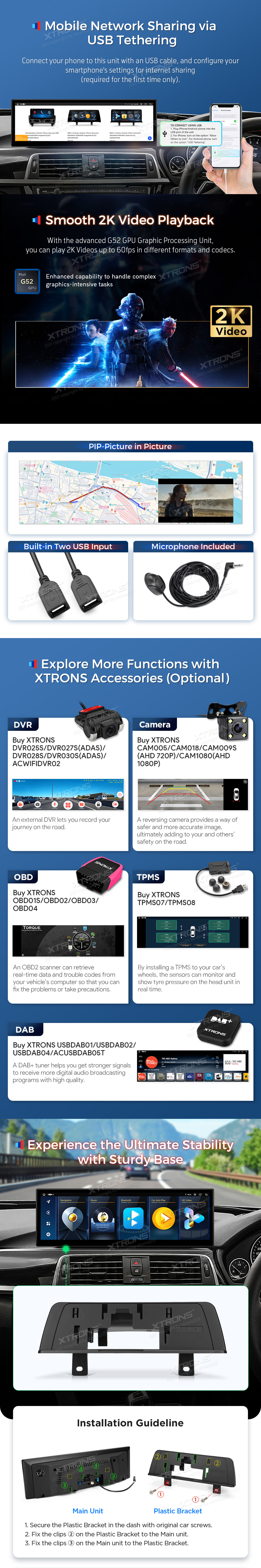 BMW 3 and 4 Series 14.9 Inch Android Head Unit with Wireless CarPlay and Android Auto | QLBH44THNBR3: XTRONS specification poster 5 of 6