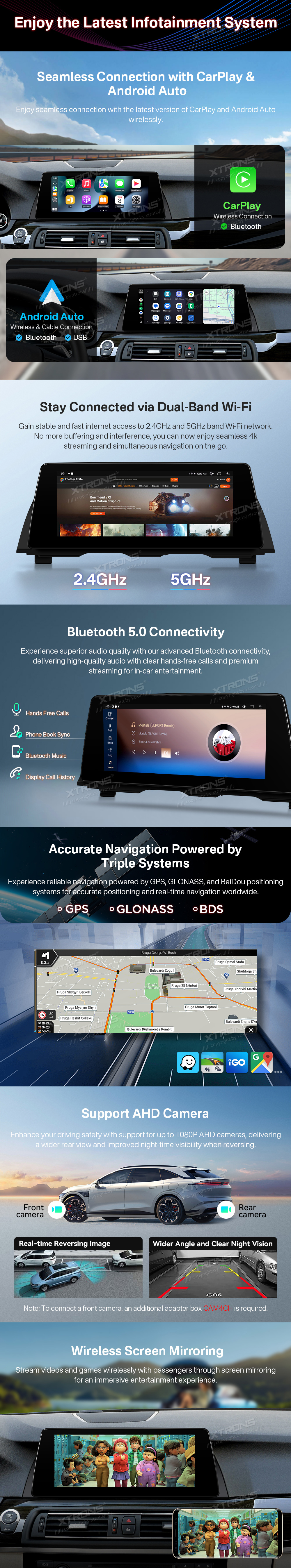 BMW 5 Series F10 F11 NBT 10.25 inch Android Screen with Wireless CarPlay and Android Auto | QTB10FVNB: XTRONS specification poster 3 of 5