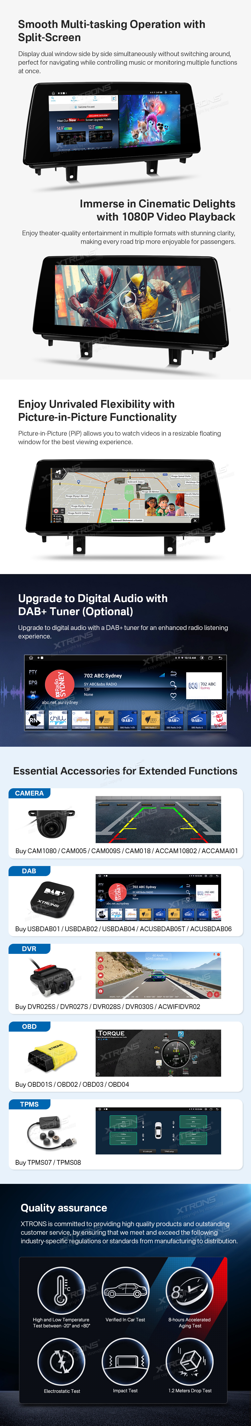 BMW X5 F15 and X6 F16 NBT 10″ Android Screen with Wireless CarPlay and Split Screen | QTB10X5NB: XTRONS specification poster 4 of 5