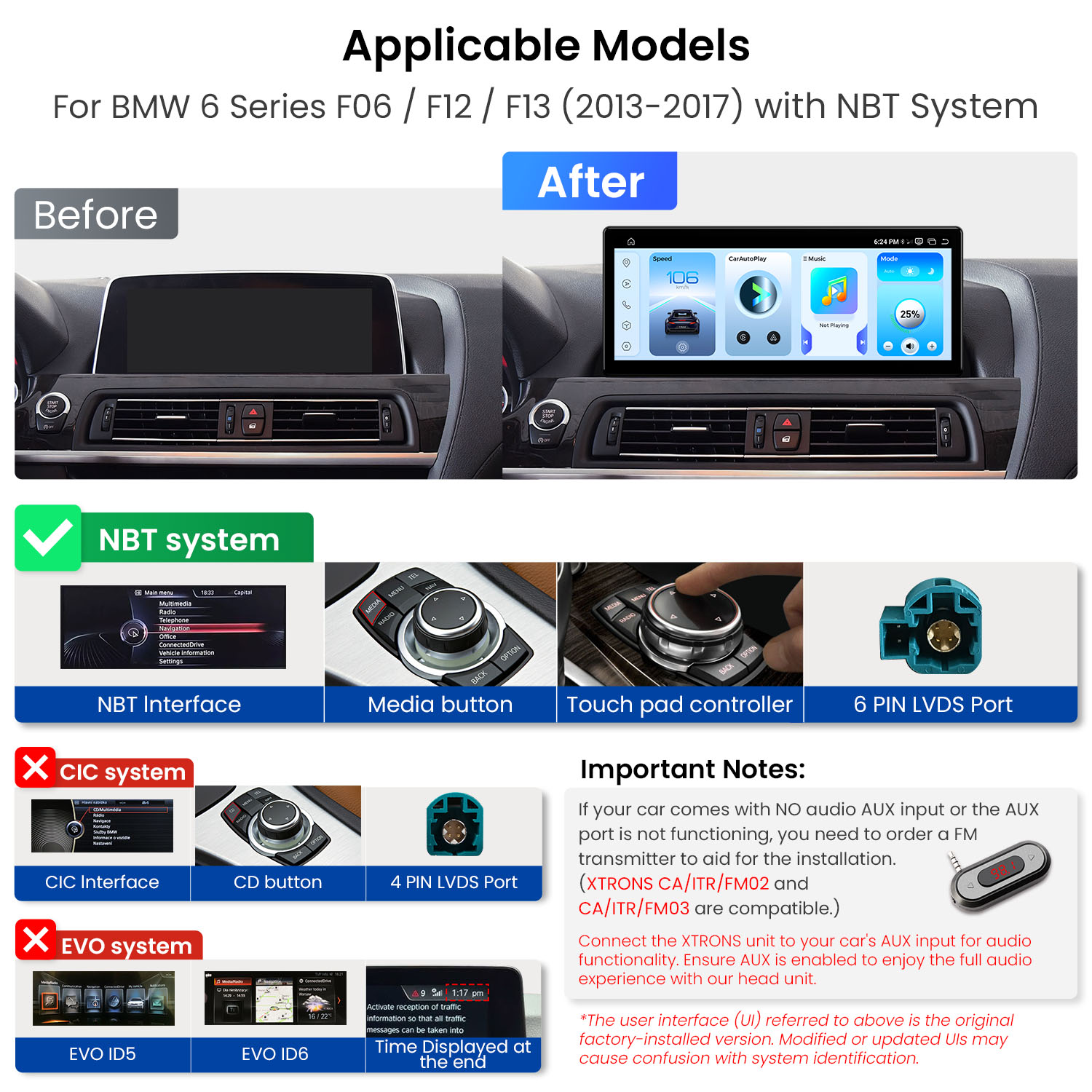 BMW 6 Series F06/F12/F13 NBT 12.3″ Android Screen with Wireless CarPlay and 4G | QWBX24NB12SX, image 18 of 18