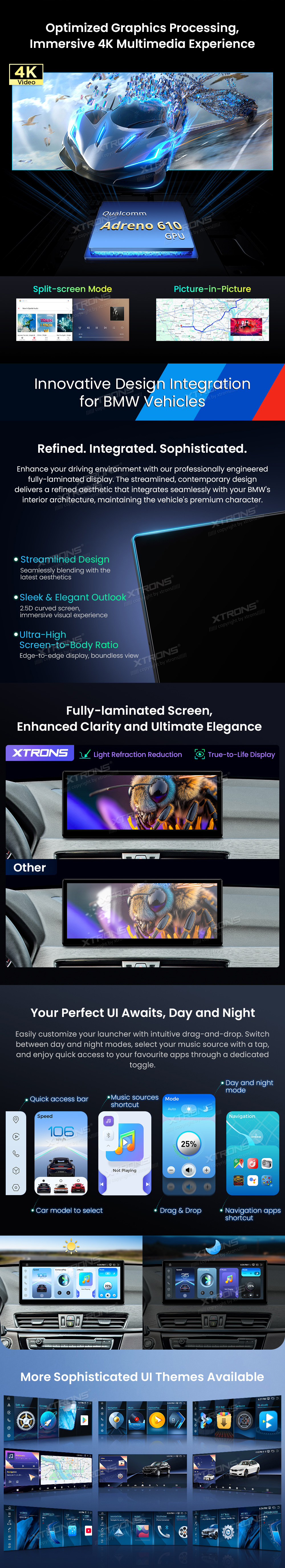 BMW X1 F48 NBT 12.3 inch Android Screen with Wireless CarPlay, Android Auto and 4G | QWBX24NB12X1N: XTRONS specification poster 3 of 6