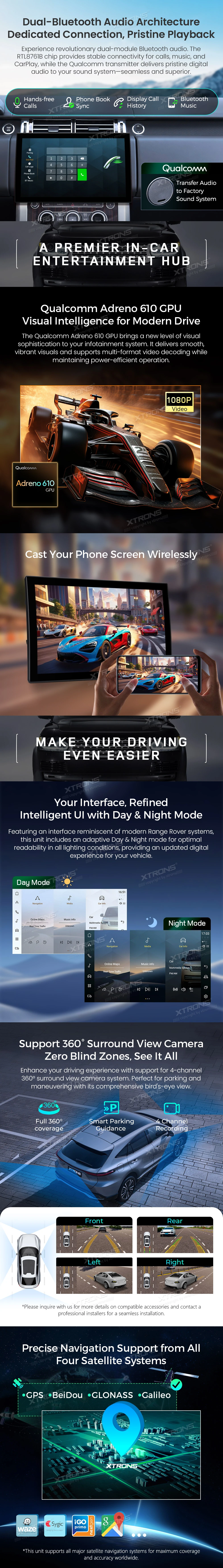 Range Rover L405 and Sport L494 13.3 inch Curved Android Screen with Wireless CarPlay and 4G | QIRH33RRV: XTRONS specification poster 3 of 4