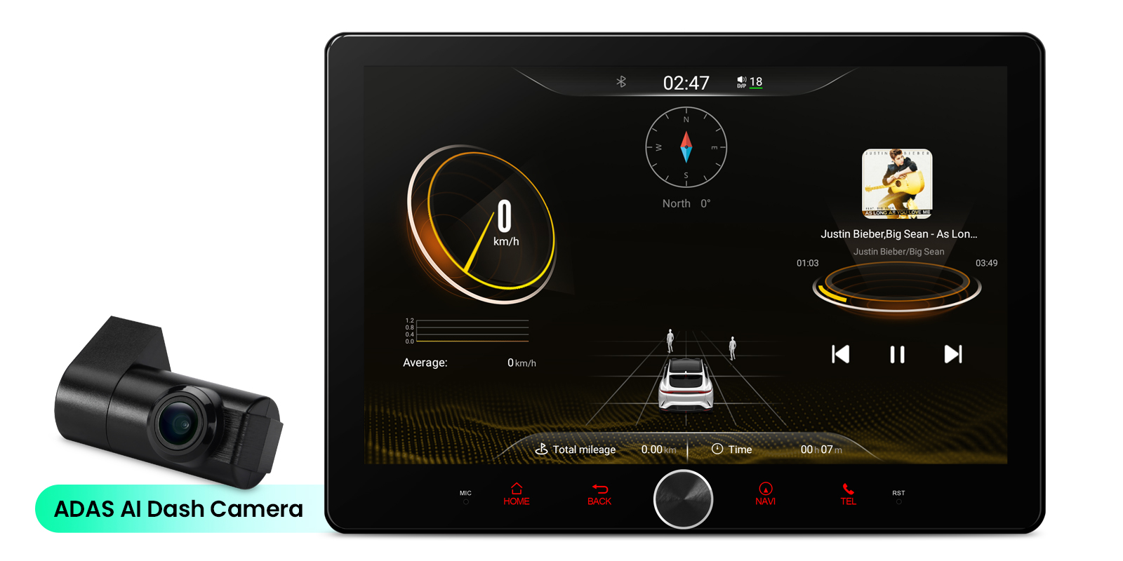 Universal Double DIN 10.1 inch Android 14 Car Stereo with CarPlay, Android Auto and ADAS Camera | TAD128S, image 3 of 17