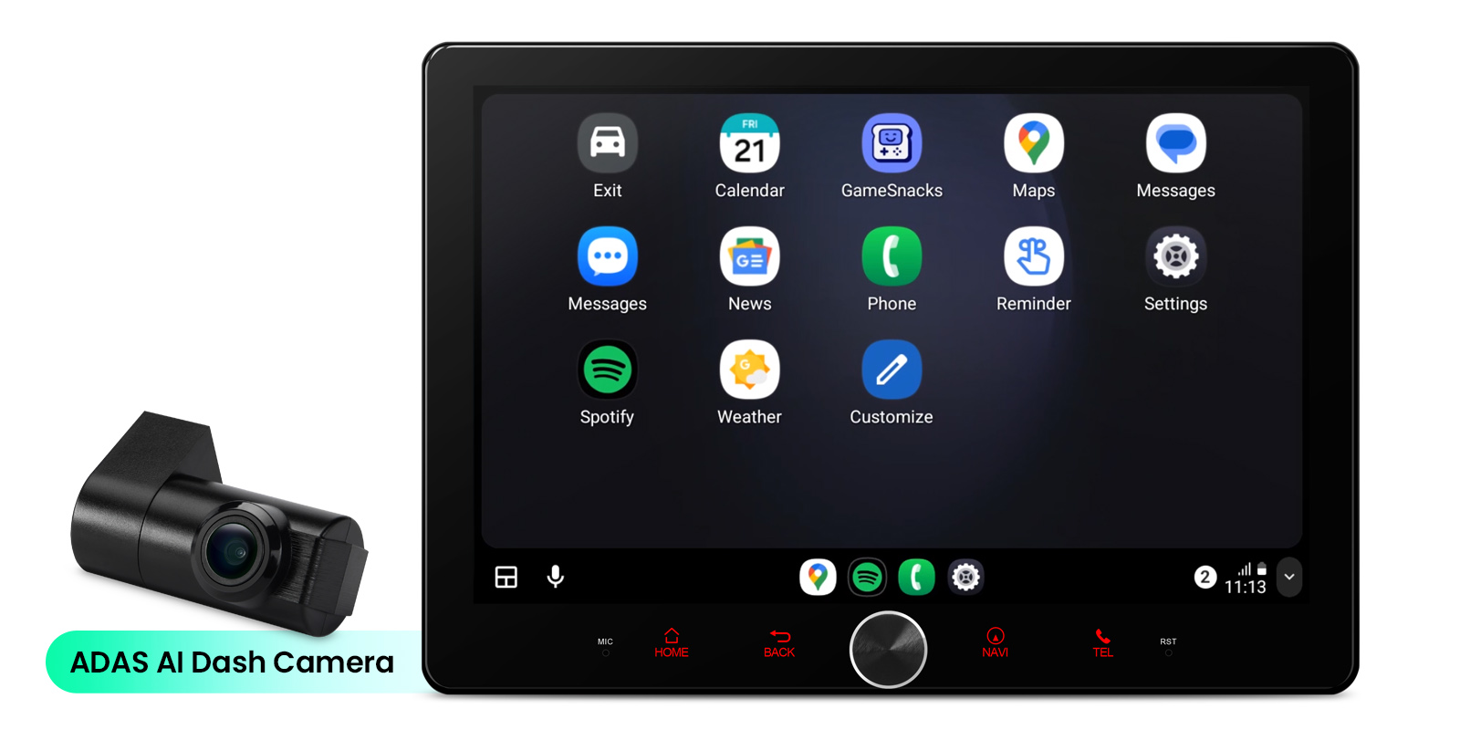 Universal Double DIN 10.1 inch Android 14 Car Stereo with CarPlay, Android Auto and ADAS Camera | TAD128S, image 7 of 17