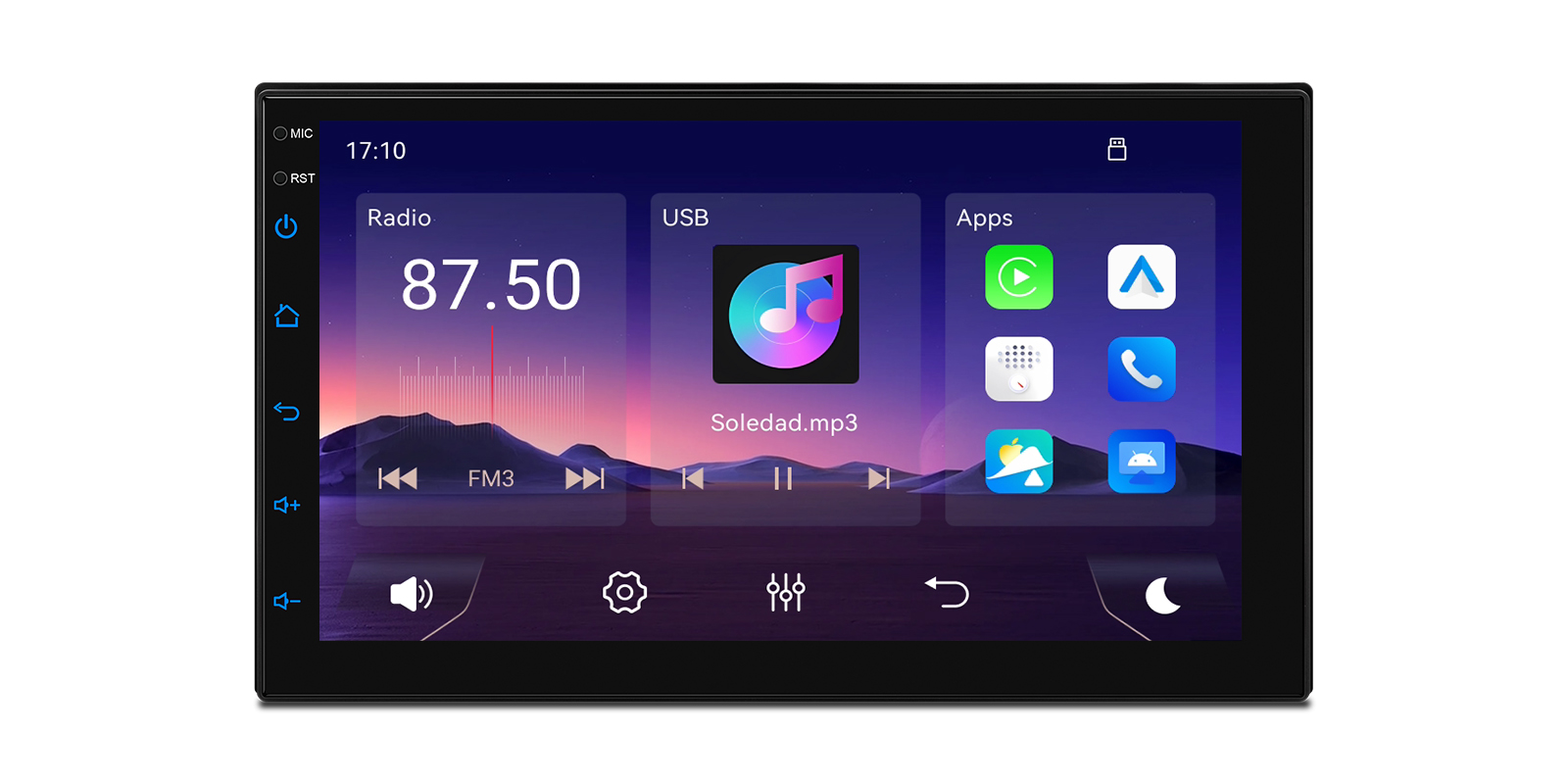 Universal Double DIN 7 inch Linux Car Stereo with Wireless CarPlay, Android Auto and DSP | TL700L, image 1 of 15