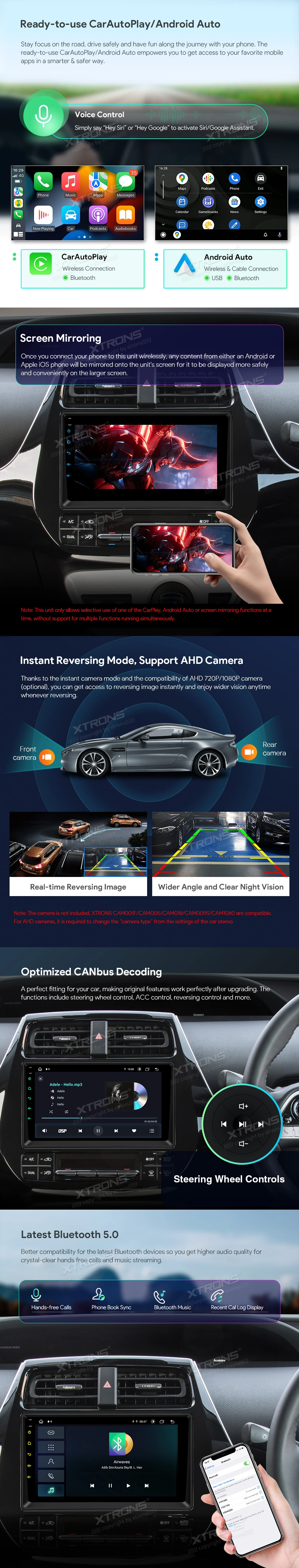 Toyota Prius 9 inch Android 13 Head Unit with Wireless CarPlay, Android Auto and 4G | IAP92PSTS: XTRONS specification poster 3 of 6