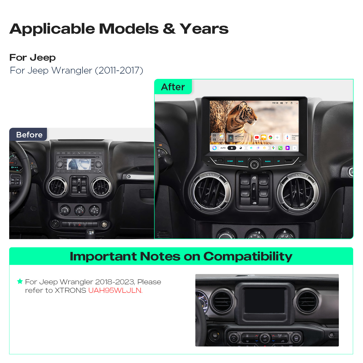 Jeep Wrangler 9 inch Android 15 Head Unit with Wireless CarPlay, Android Auto and 4G | UAH95WLJL, image 15 of 15