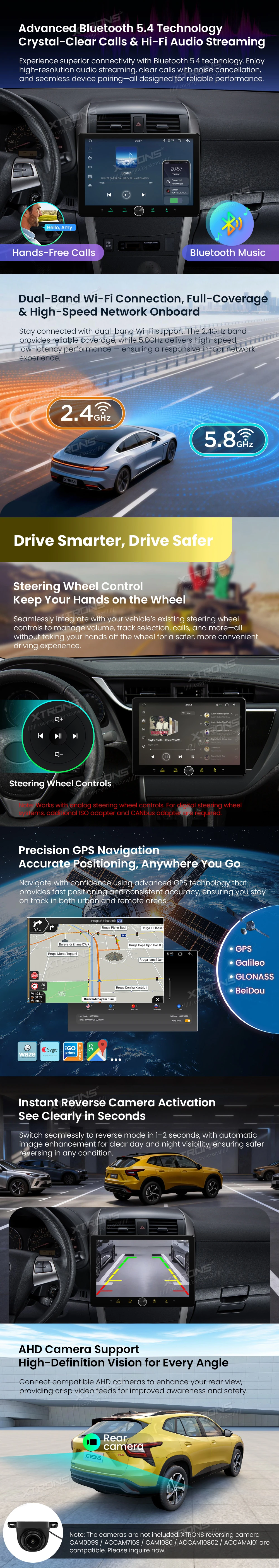 Universal Double DIN 10.1 inch Android 14 Car Stereo with CarPlay, Android Auto and ADAS Camera | TAD128S: XTRONS specification poster 4 of 6